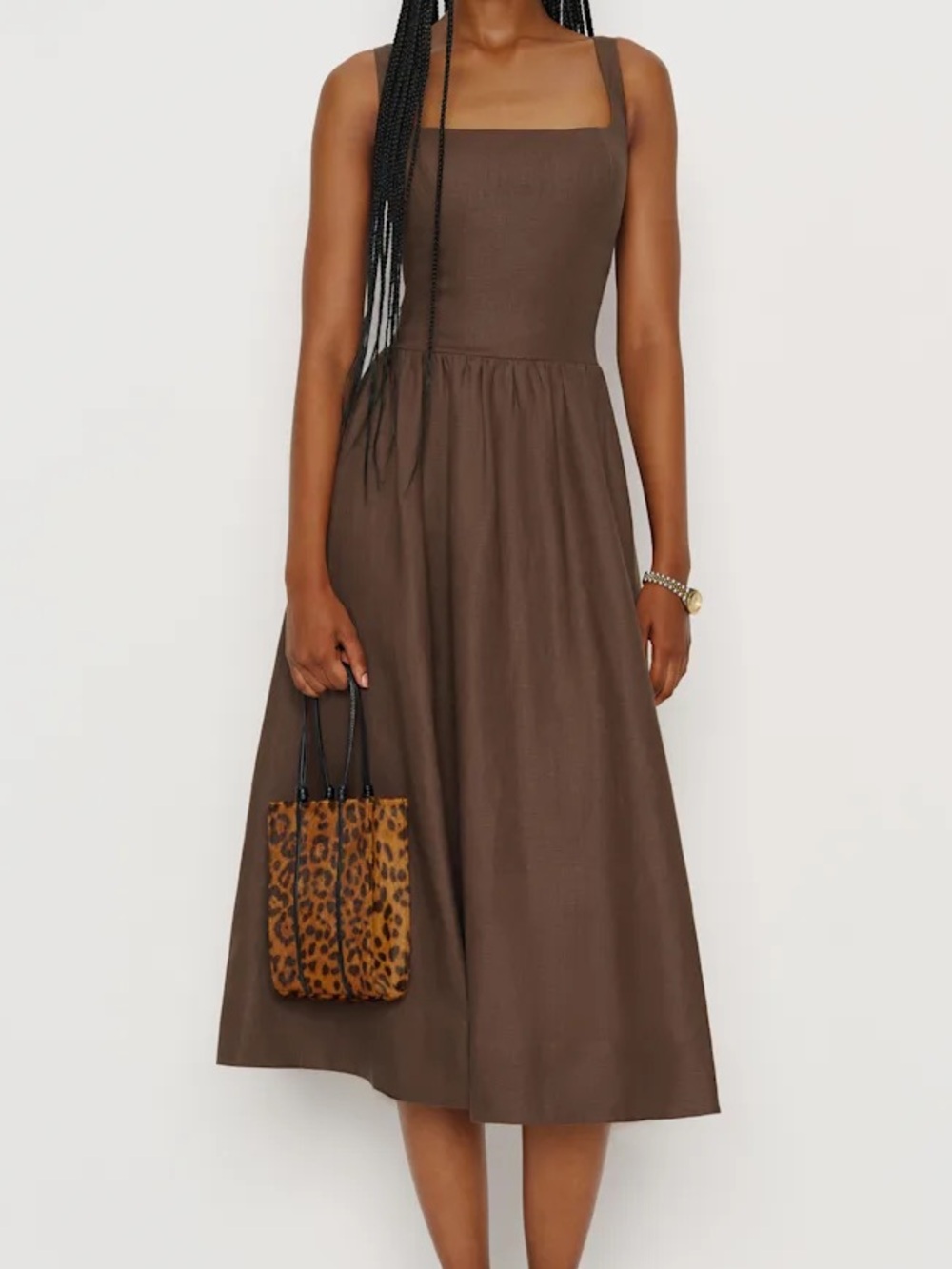 Reformation Janu Linen Dress Brown - Size 6